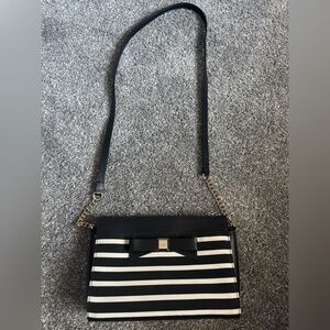 Kate Spade Black and White Striped Crossbody Bag